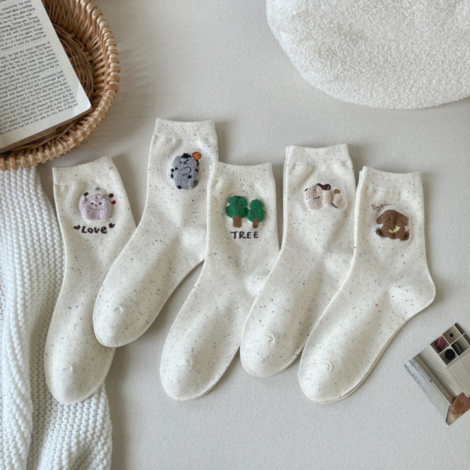 Set 5 đôi tất cao cổ nữ họa tiết cây thú GOMTAT, vớ chân phong cách Hàn Quốc cute, chất cotton mềm mịn – JIN-2518-CB5_thumbnail_3
