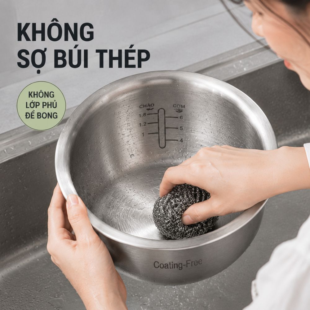 Nồi cơm điện lòng inox 304 Mishio MK451 / MK452 (1,2 / 1,8L) không phủ chống dính_thumbnail_4