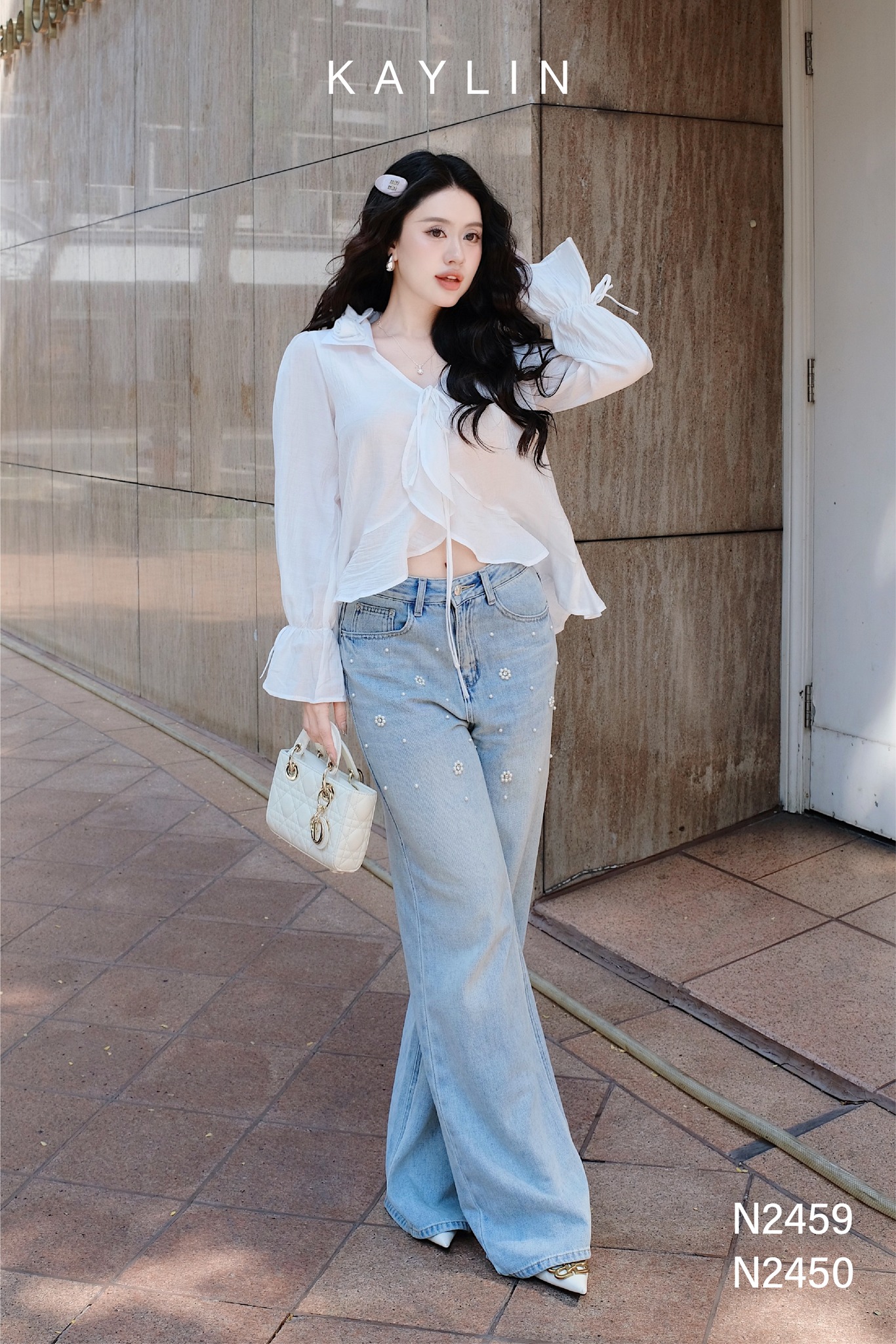 Quần Jean Suông KAYLIN Đính Ngọc