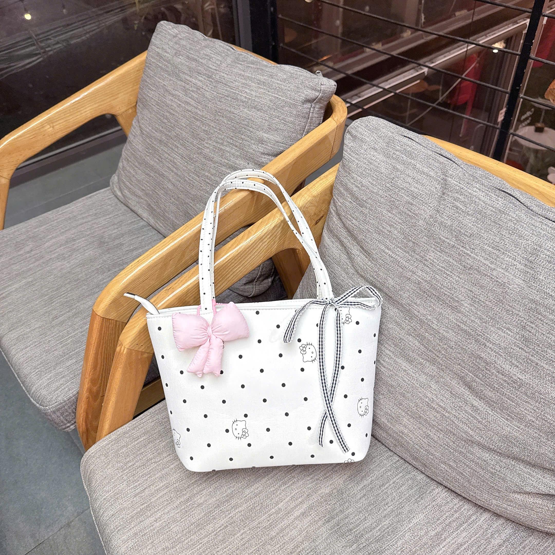 [Tặng 2 Charm] Túi Tote Đeo Vai Nữ Họa Tiết Hoạt Hình Cute - Túi Xách Học Sinh Sinh Viên Phối Nơ Điệu Đà CUN328_thumbnail_5