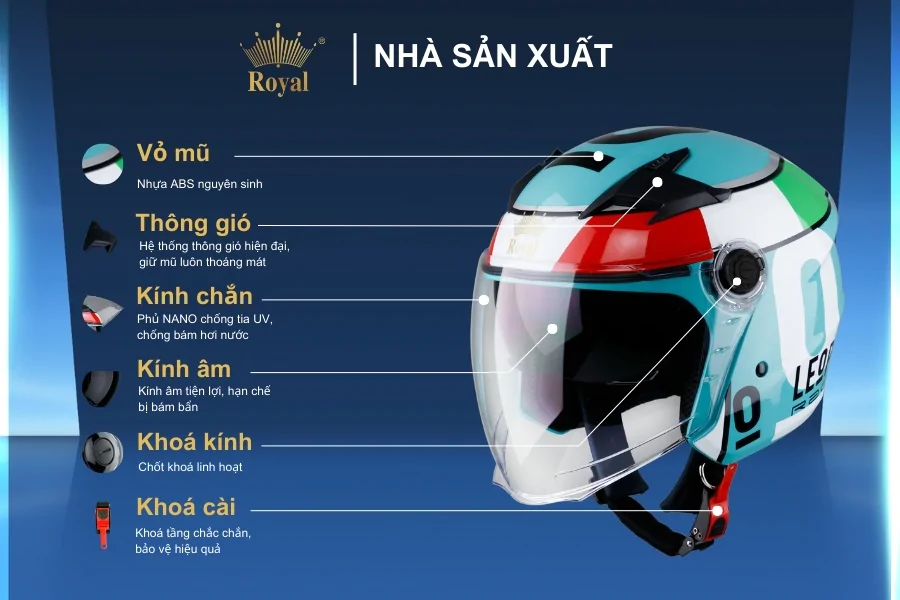 Nón bảo hiểm royal m268 chính hãng giá tốt