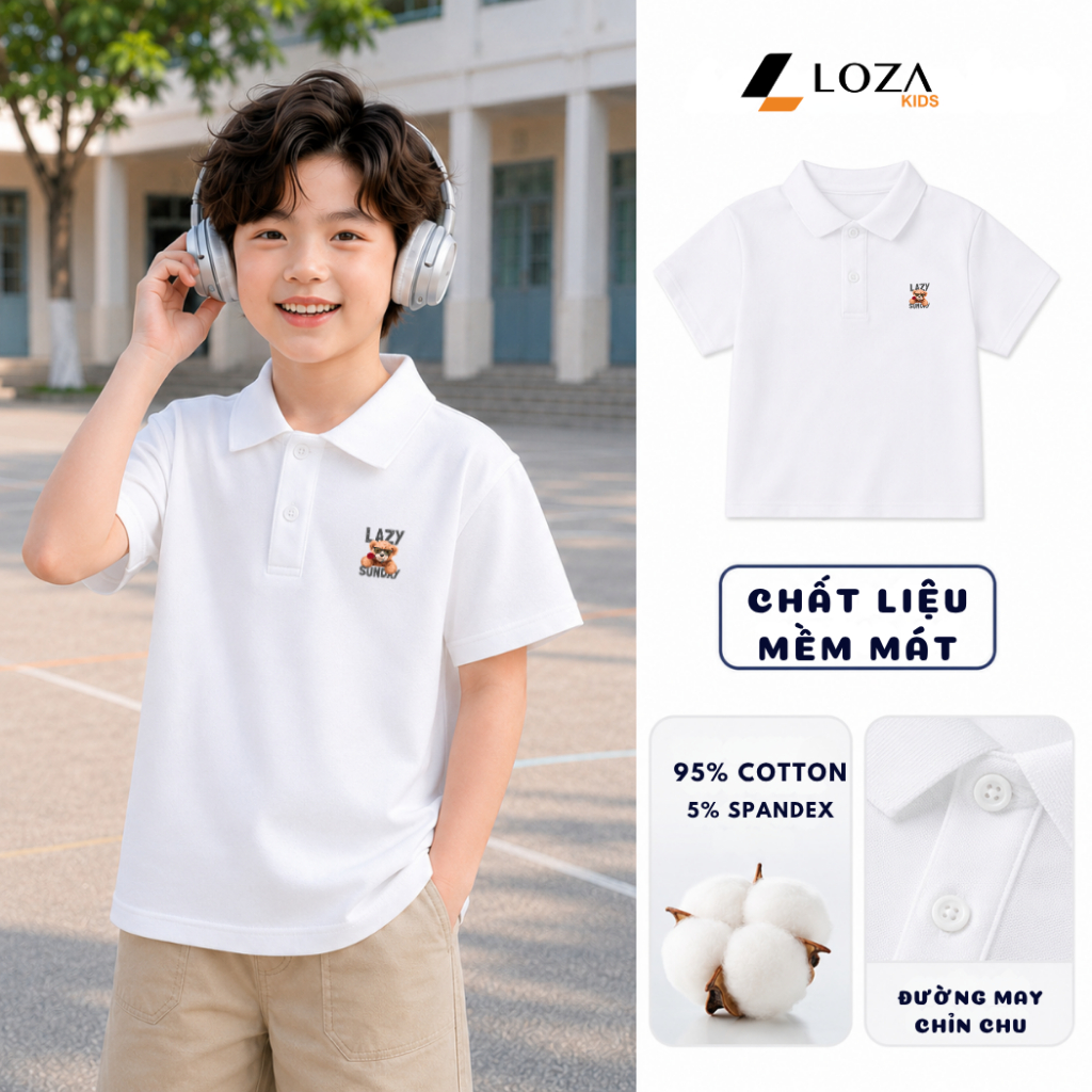 Áo polo bé trai hình Gấu LAZY - Loza Kids PL3645_thumbnail_5