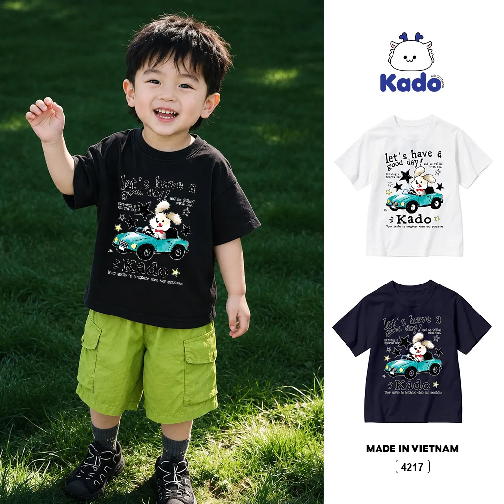 Áo thun bé trai Puppy Driver dễ thương Kado 4217