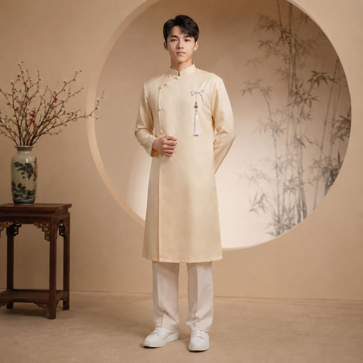 Áo Dài Nam Taffeta Trơn Sang Trọng Dự Tiệc, Cưới Hỏi NA26-18_thumbnail_2