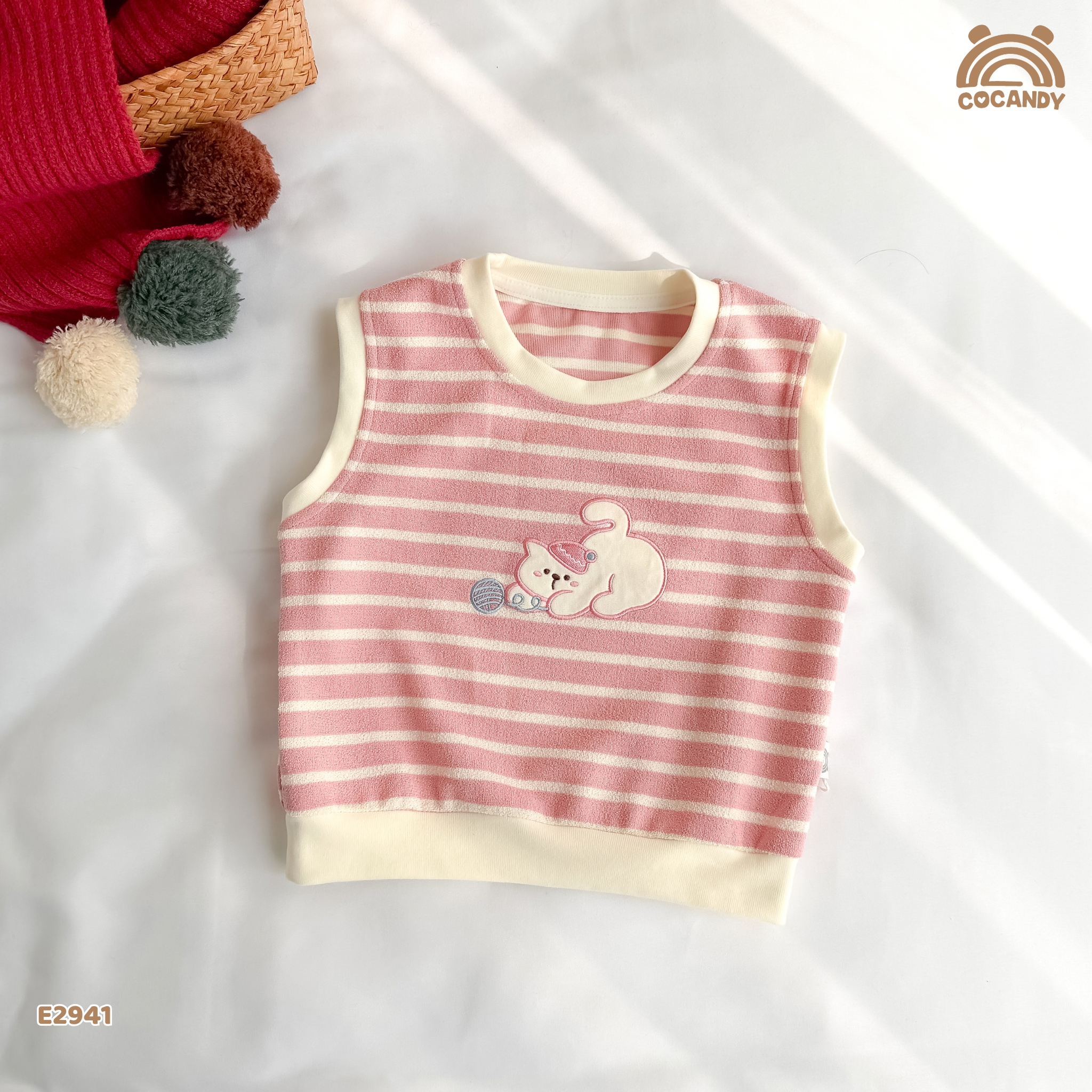 Áo gile kẻ HỒNG thêu họa tiết_thumbnail_1