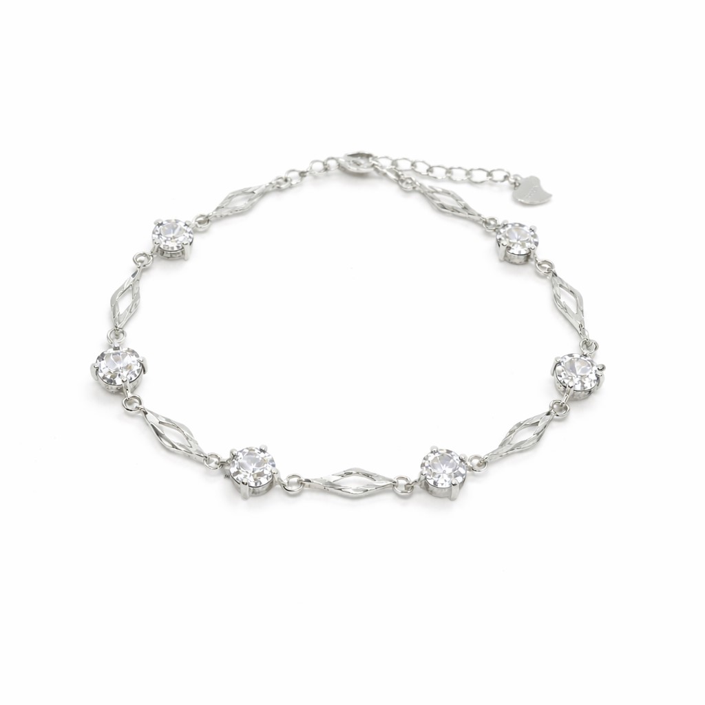 Lắc Chân Bạc Đính Đá Cao Cấp Thời Trang S925 VDS017 Trắng - Tím_thumbnail_0