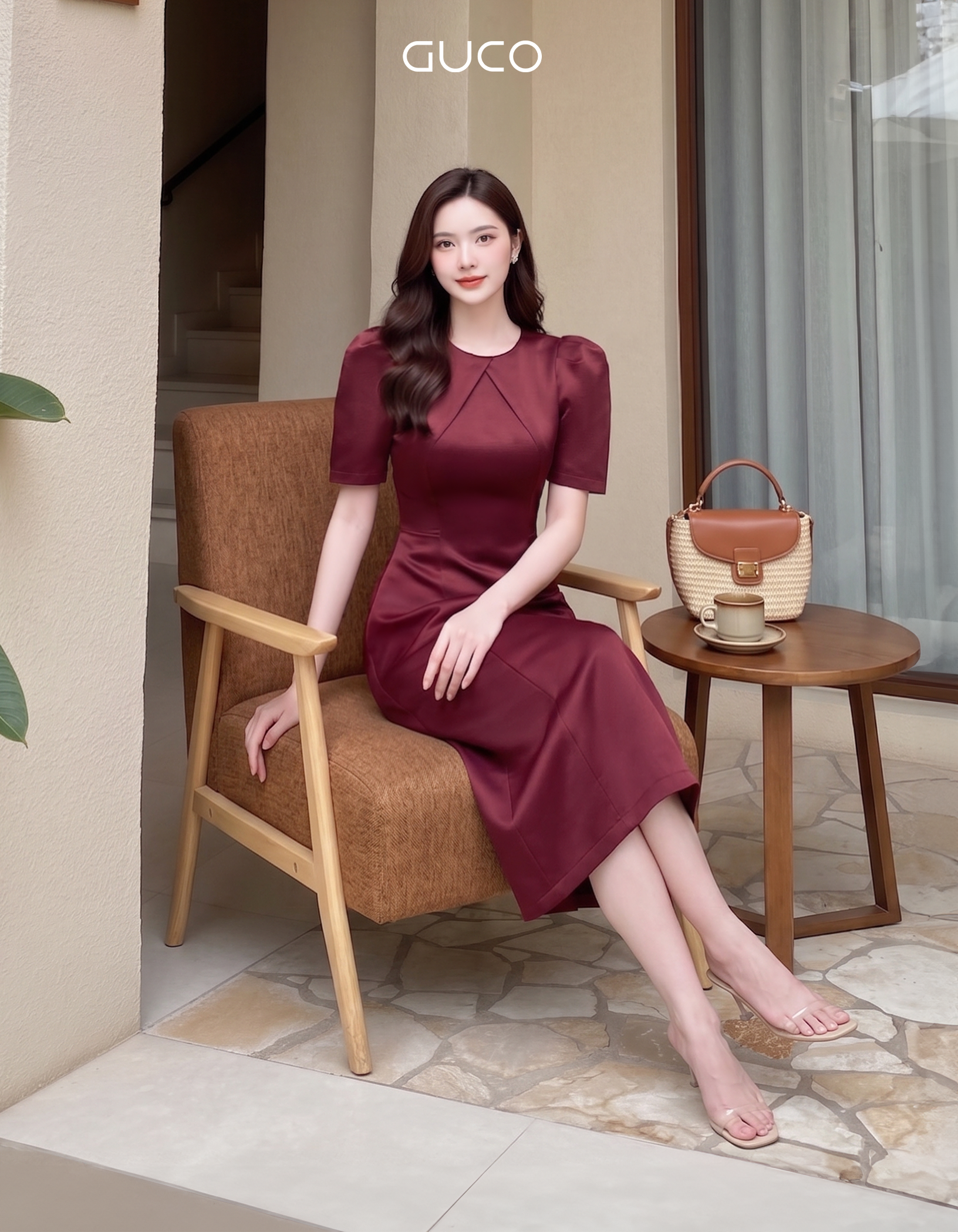 GUCO Đầm A Đỏ Ruby Thanh Lịch_thumbnail_2
