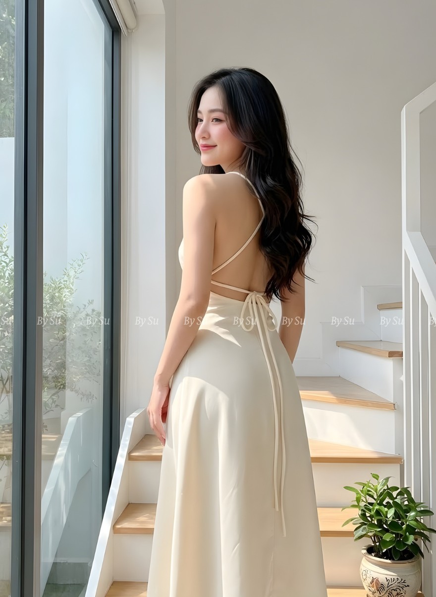 S23 - Đầm Lụa Đuôi Cá Cổ V Đan Lưng_thumbnail_8