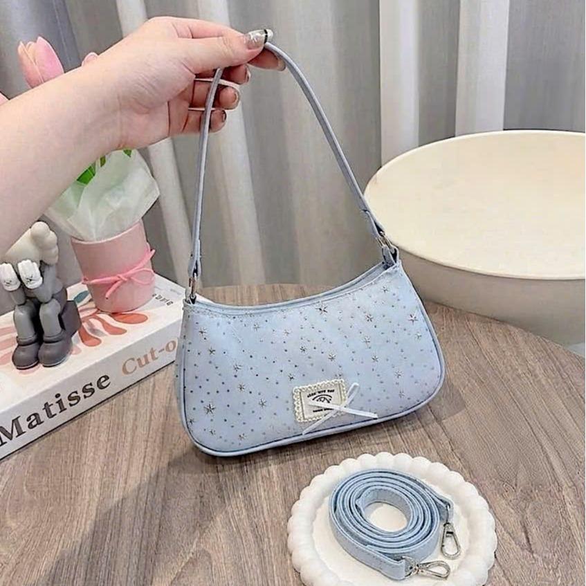 Túi Xách Nữ Thắt Nơ Cunbag - Túi Da Đeo Chéo Phom Thuyền Nhỏ In Sao Nhỏ Xinh Cute CUN528_thumbnail_2