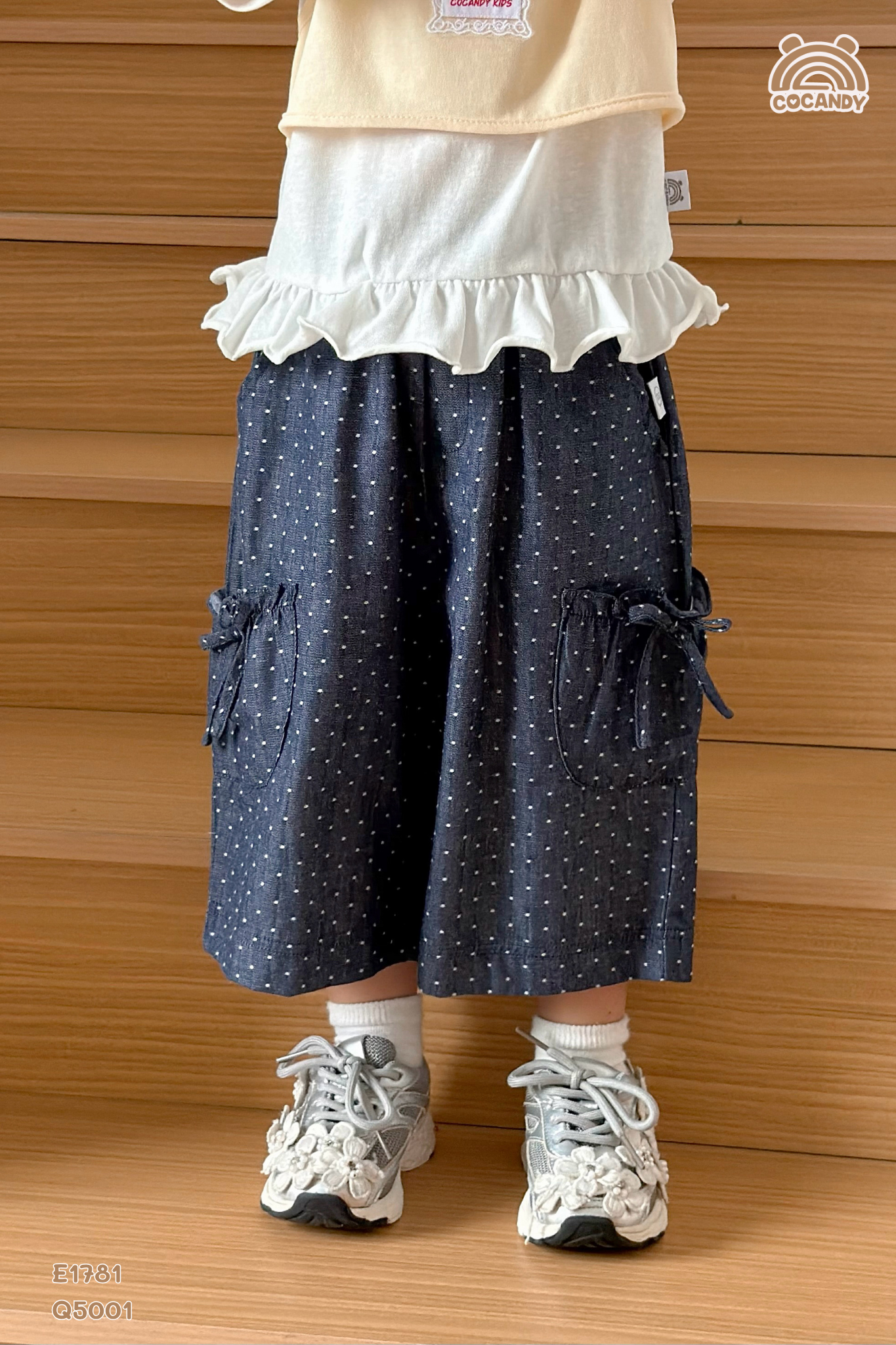 Quần lửng XANH denim chấm bi phối nơ_thumbnail_10