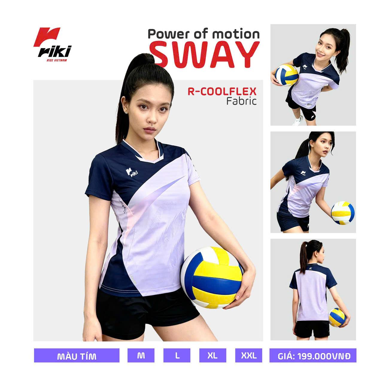 BST Quần Áo Bóng Chuyền Nam Nữ Có Túi Riki SWAY Thun Mè R-Coolflex Thể Thao Đương Đại_thumbnail_7