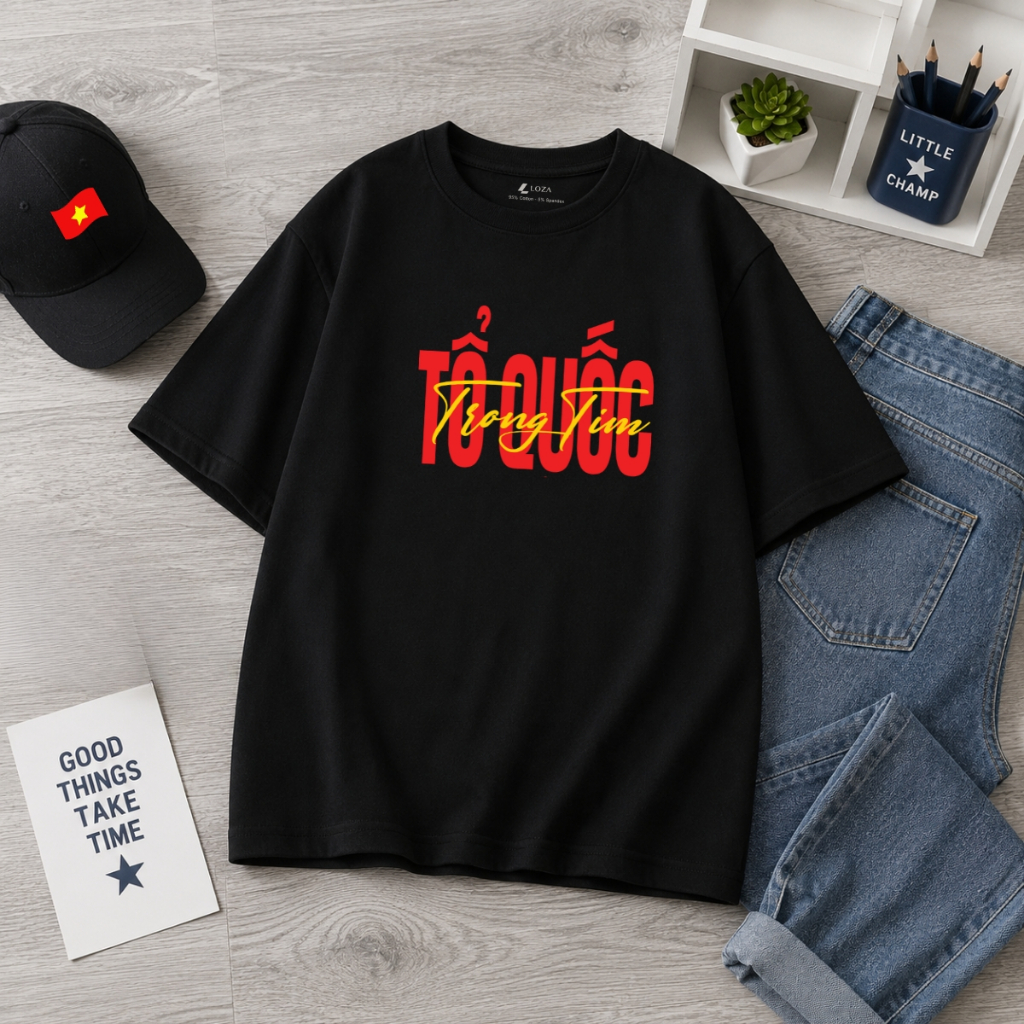 [Form Rộng] Áo thun Việt Nam đu concert Tổ Quốc Trong Tim, in cờ đỏ sao vàng - Loza G0416_thumbnail_3