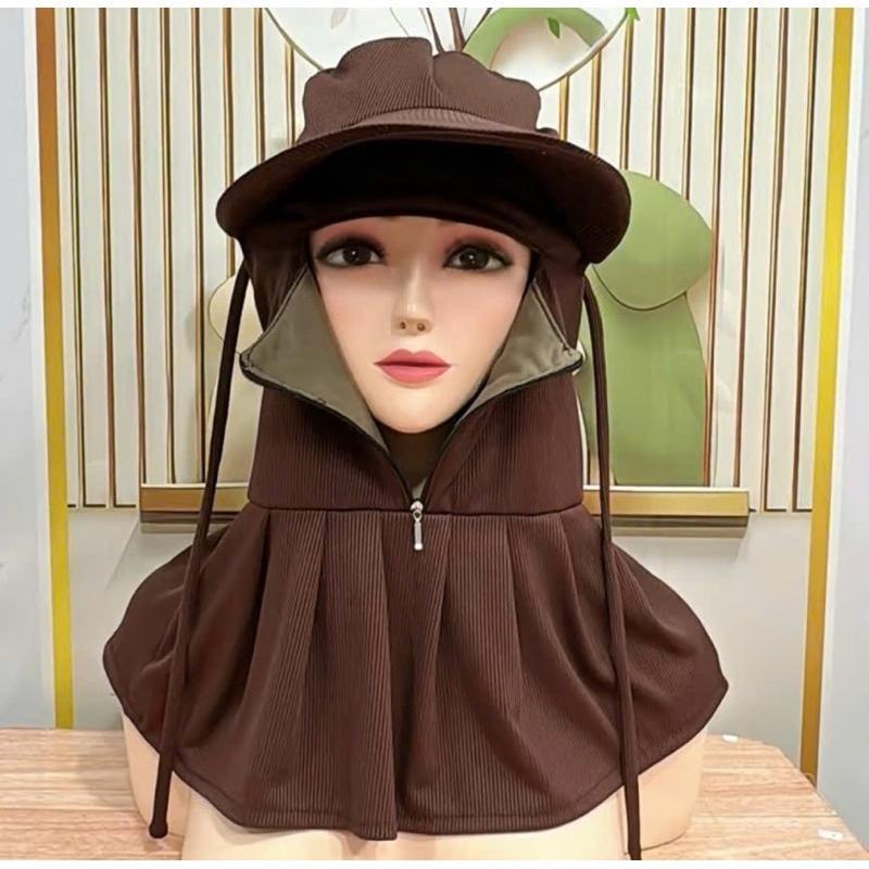 Nón che nắng vành rộng dây kéo giữa chống nắng bảo vệ da, siêu mát tiện lợi - Mũ khẩu trang khóa_thumbnail_2