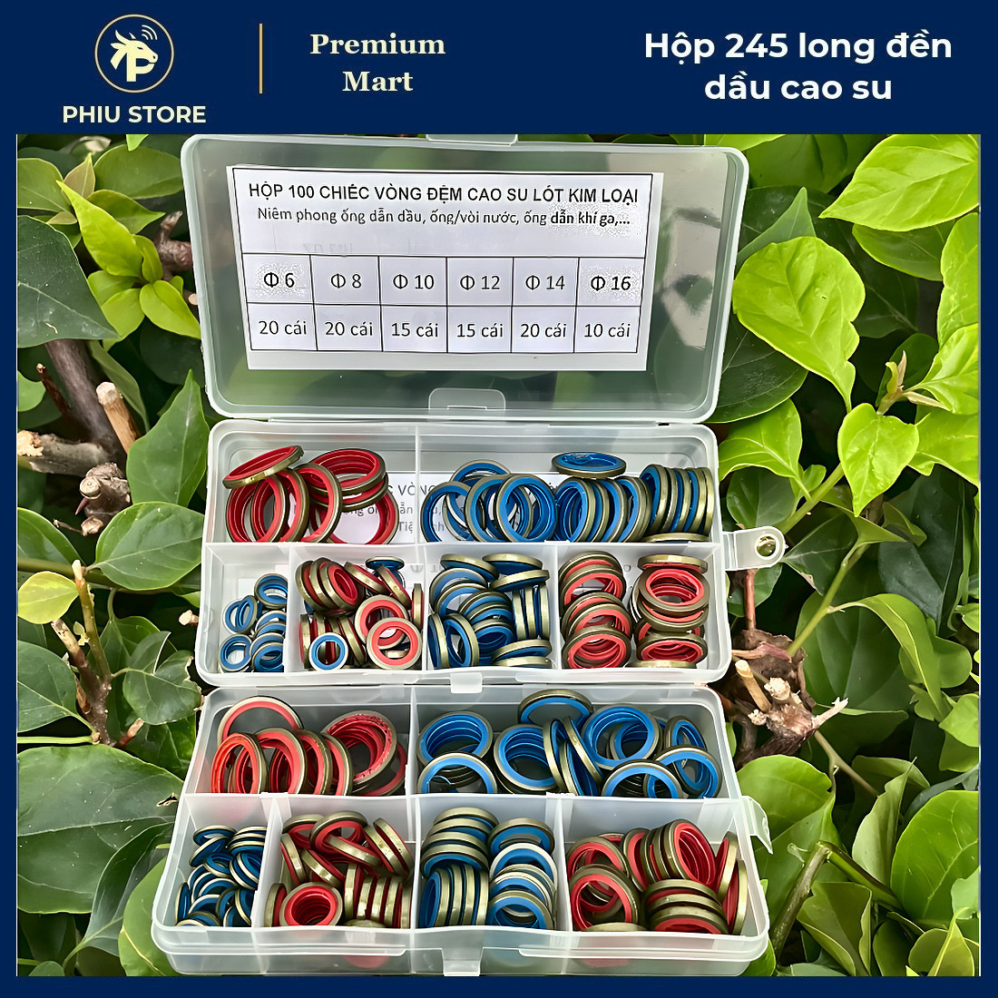 Long Đền Dầu Cao Su - Hộp 245 Vòng Đệm Cao Su Lót Kim Loại, Gioăng Chống Rò Dầu - PHIU STORE_thumbnail_1