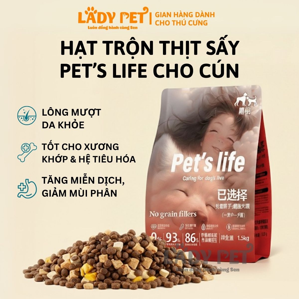 Hạt Trộn Đồ Sấy Pet's Life Cho Cún (1,5kg)