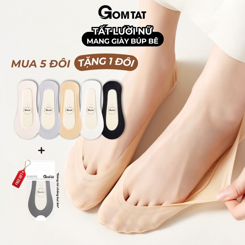 [DEAL QUÀ TẶNG] Tất búp bê nữ đi giày lười GOMTAT có đệm silicon chống tuột gót, thoáng mát mùa hè - TNBB