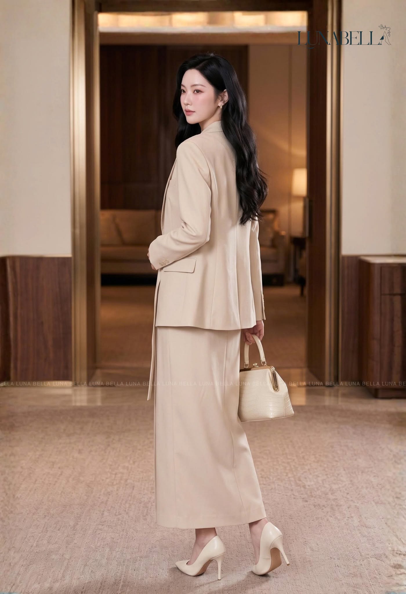 Set blazer 3 chi tiết NARA màu BE_thumbnail_1