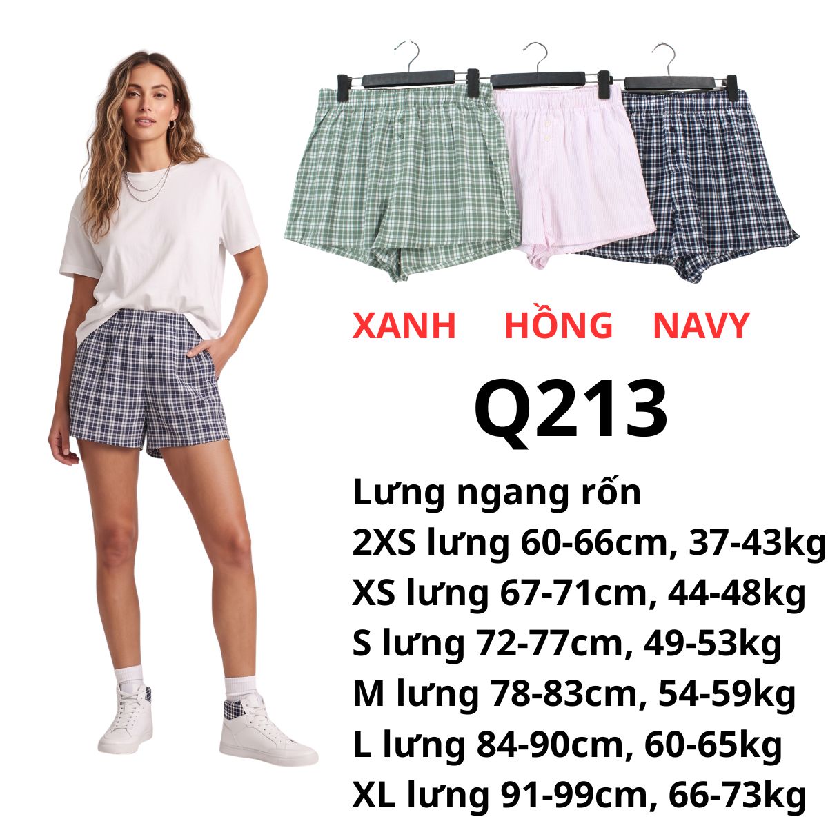 Q213- Quần đùi caro