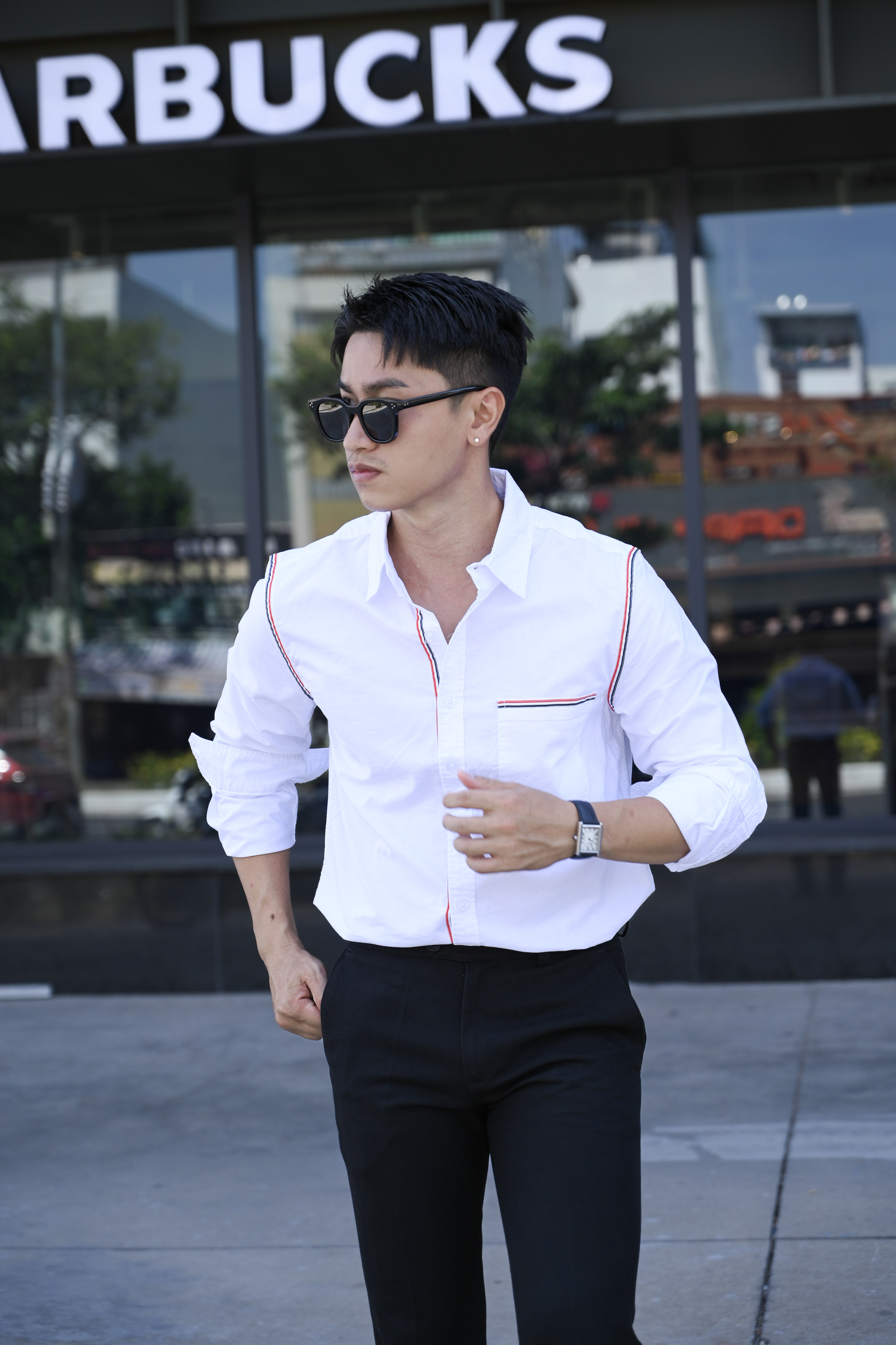 SA71 - Áo sơ mi nam dài tay phong cách Nhật, dáng rộng, cotton 100%, 3 màu Xanh Hoàng Gia, Xanh Nhạt, Trắng