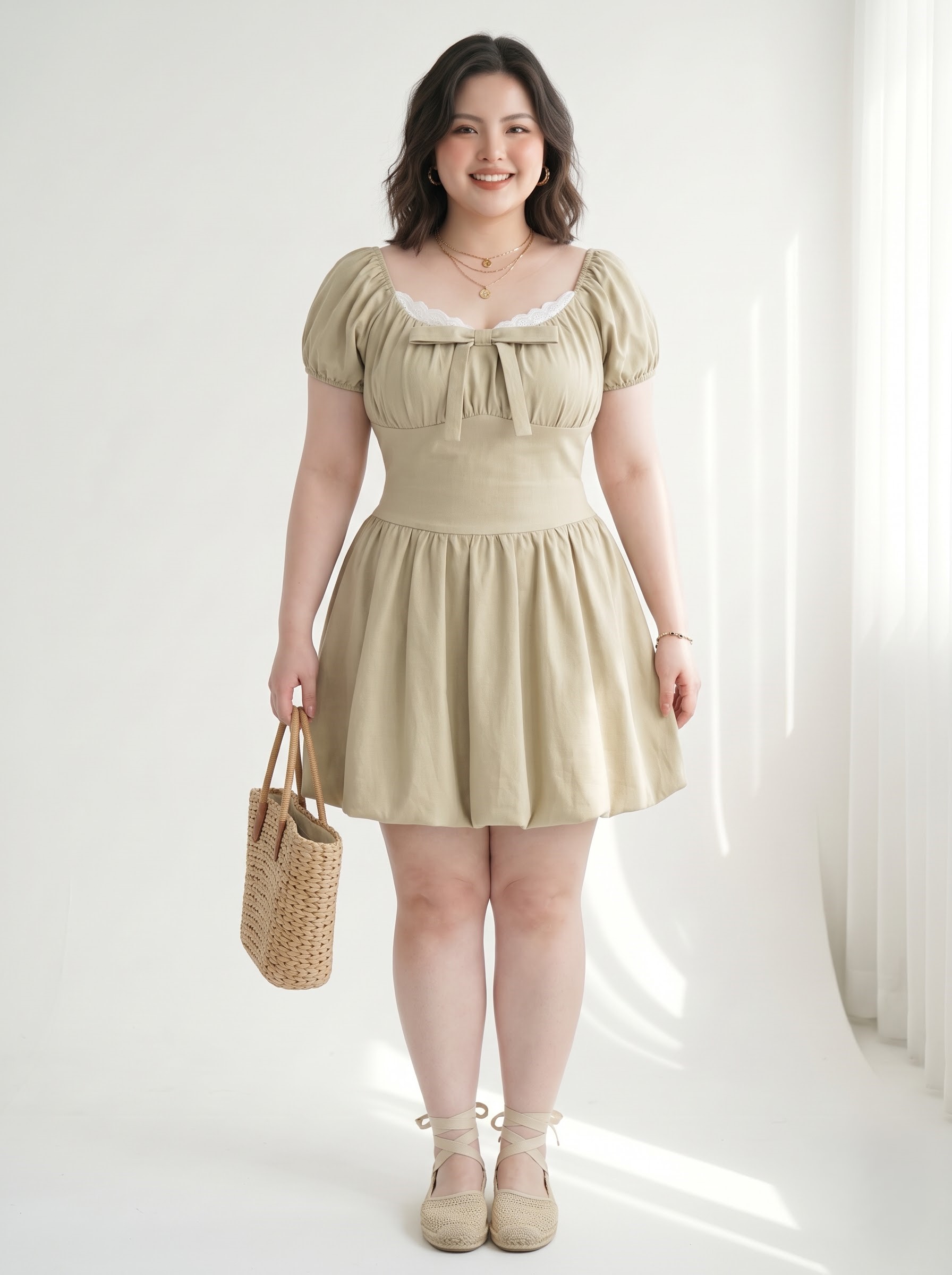 BIGSIZE NỮ - Đầm bí kiểu phối ren dành cho nàng béo 55-90kg V-DA220_thumbnail_1