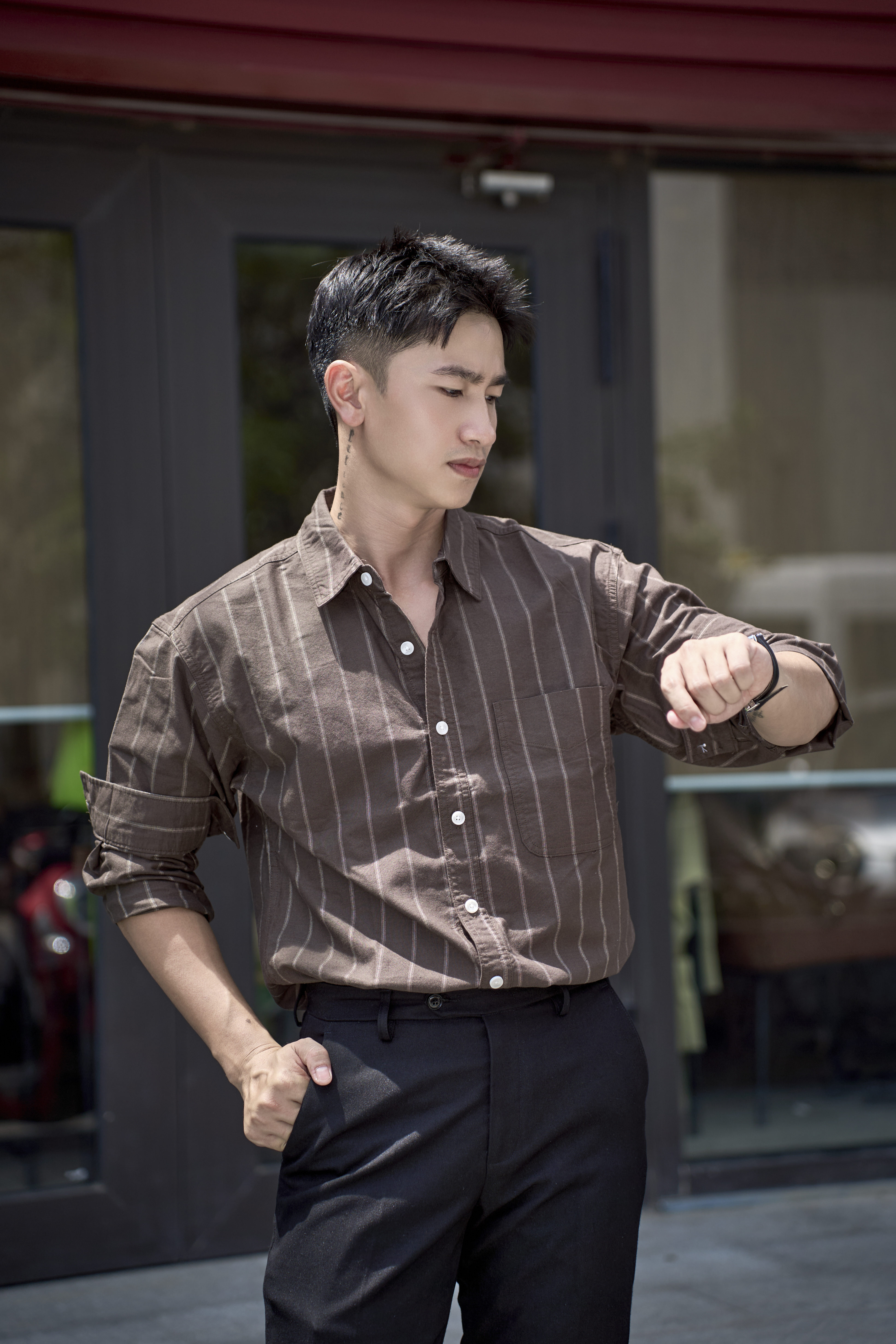 SA131 - Áo sơ mi nam kẻ sọc kiểu Nhật dáng rộng, phong cách văn học, thoải mái hàng ngày_thumbnail_11