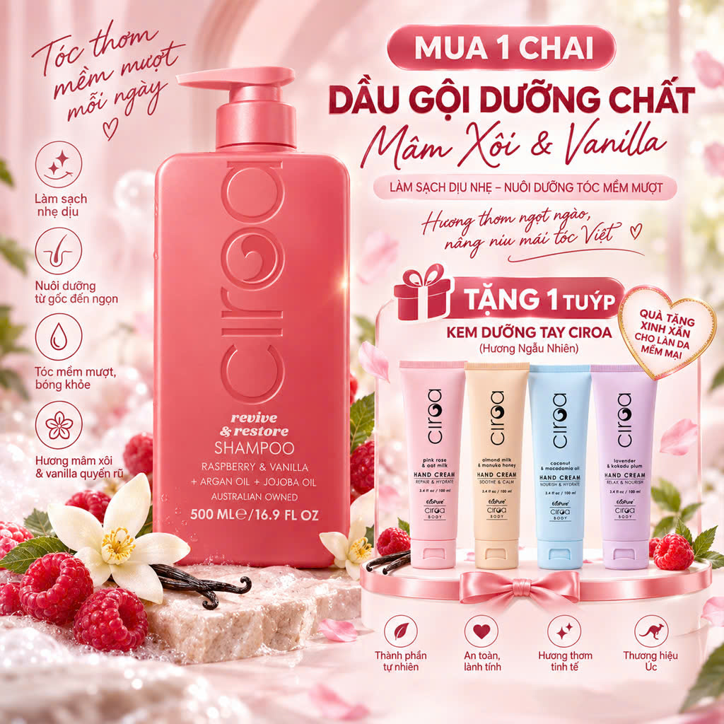 DẦU GỘI&XẢ CIROA TẶNG KEM DƯỠNG DA TAY