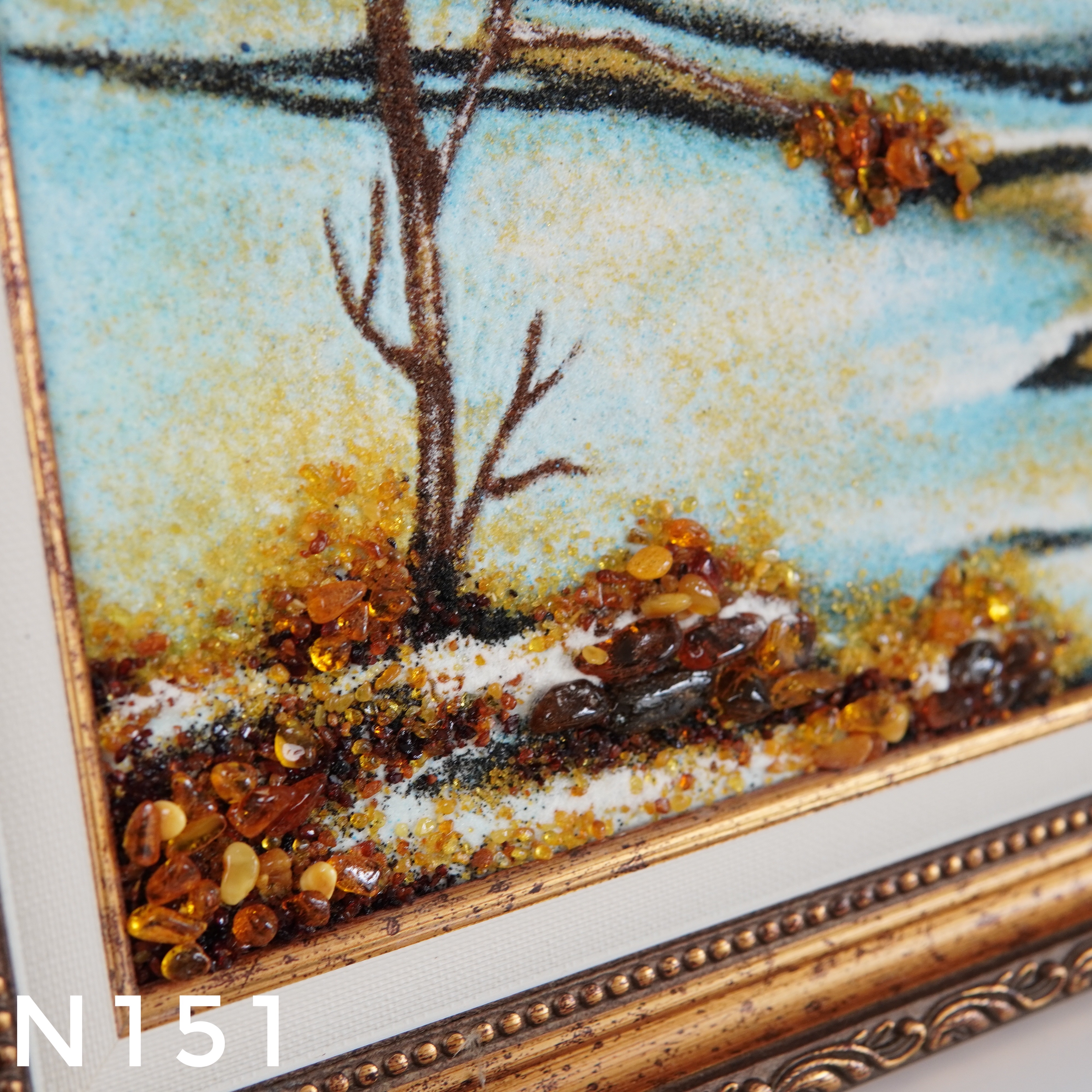 Tranh Hổ Phách Phong Cảnh Mùa Đông – N151