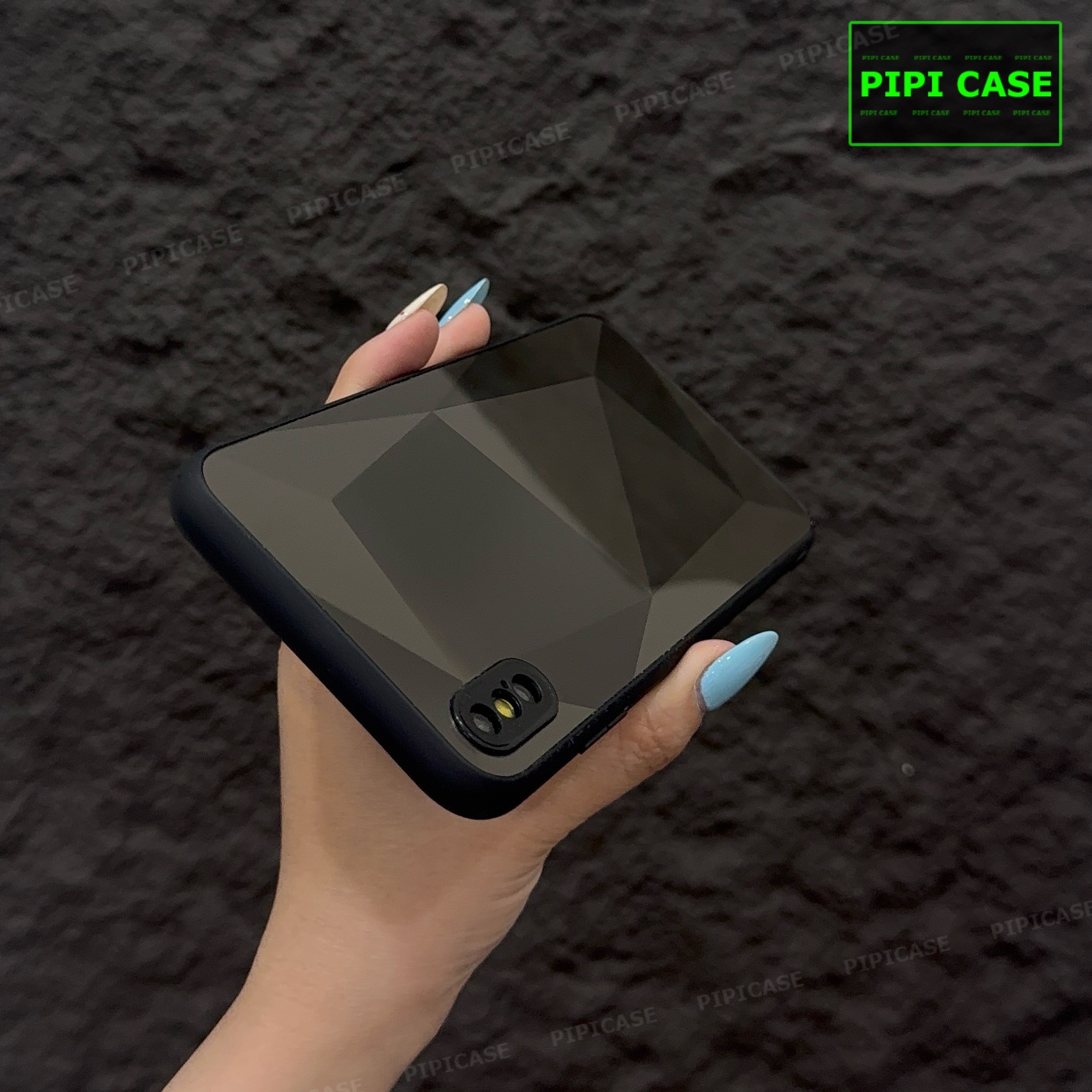 Ốp Lưng iPhone X / XS - Kim Cương 6D - Đen_thumbnail_2