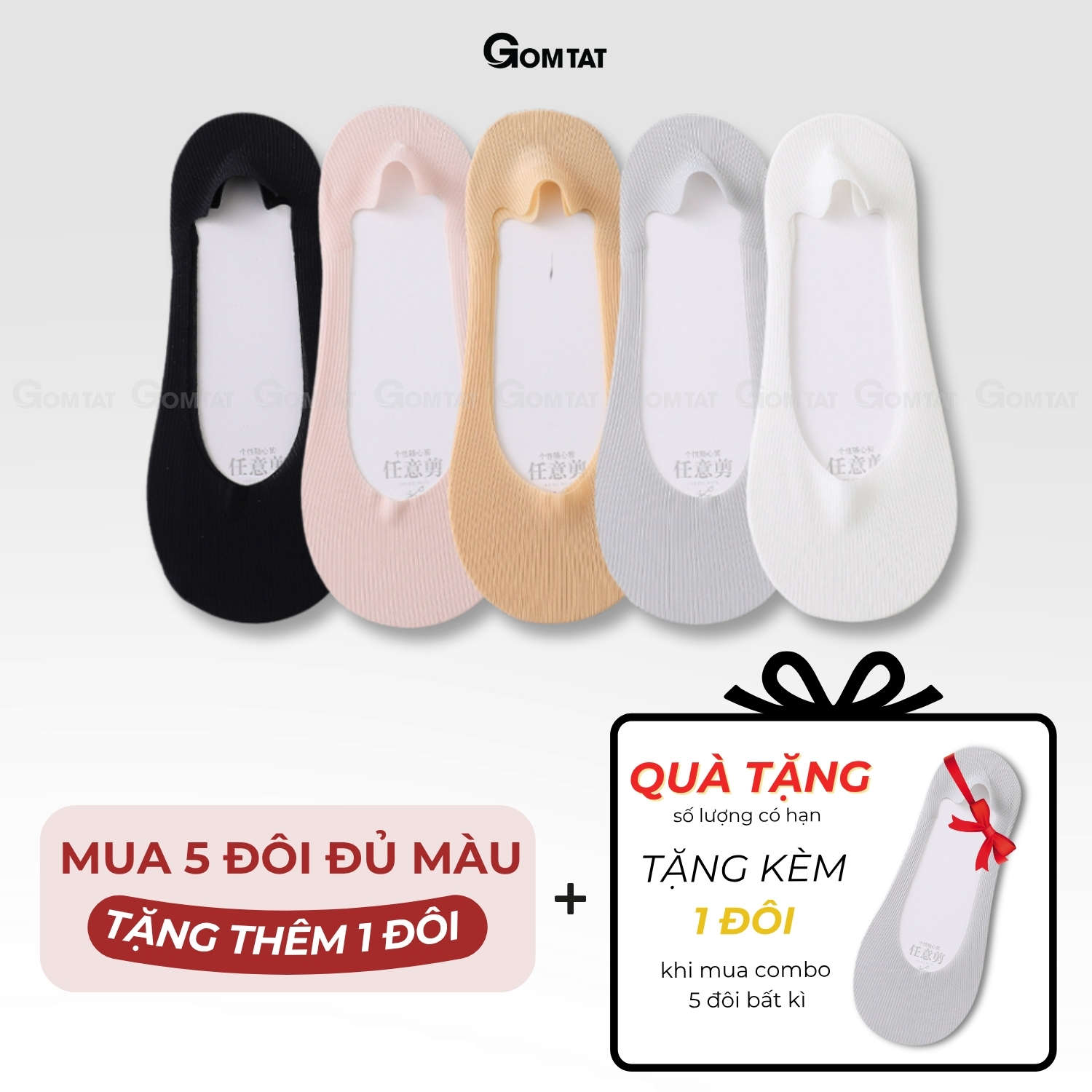 Combo tất đi giày lười nữ GOMTAT, có đệm silicon chống tuột gót, chất liệu cotton êm chân - KOL-1302_thumbnail_13