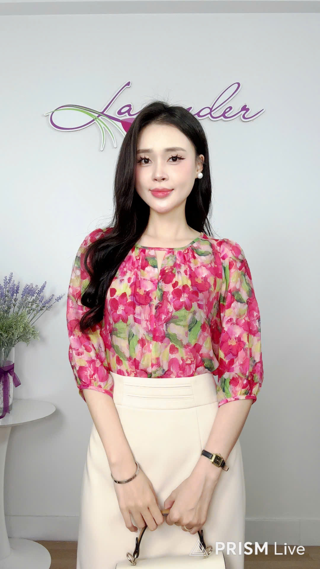 Áo sơ mi hoa cổ tròn tay lỡ A4272