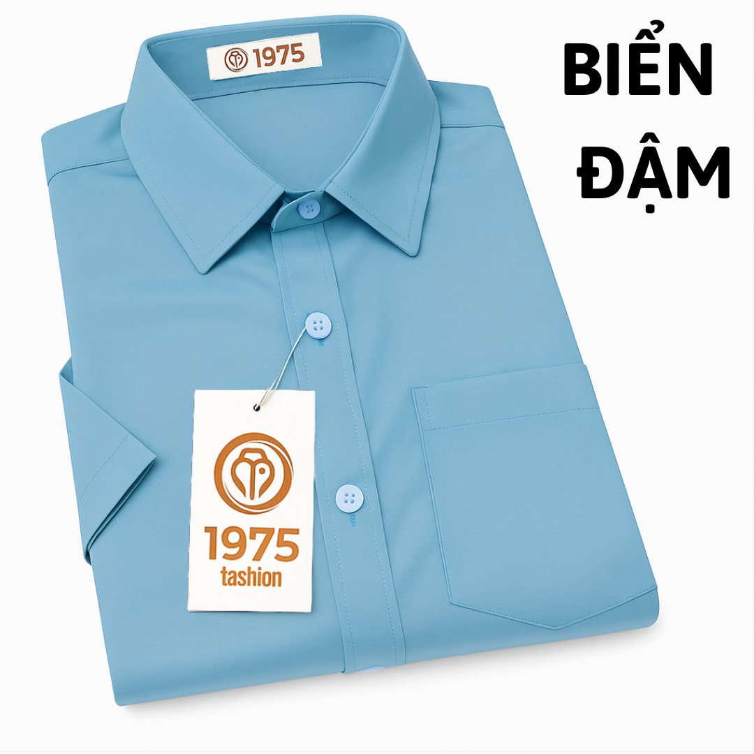 ÁO SƠ MI BIỂN ĐẬM NGẮN TRƠN