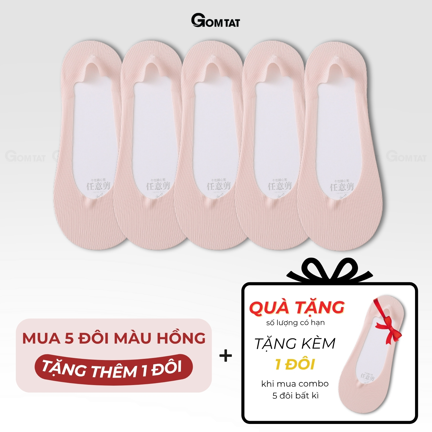 Combo tất đi giày lười nữ GOMTAT, có đệm silicon chống tuột gót, chất liệu cotton êm chân - KOL-1302_thumbnail_10