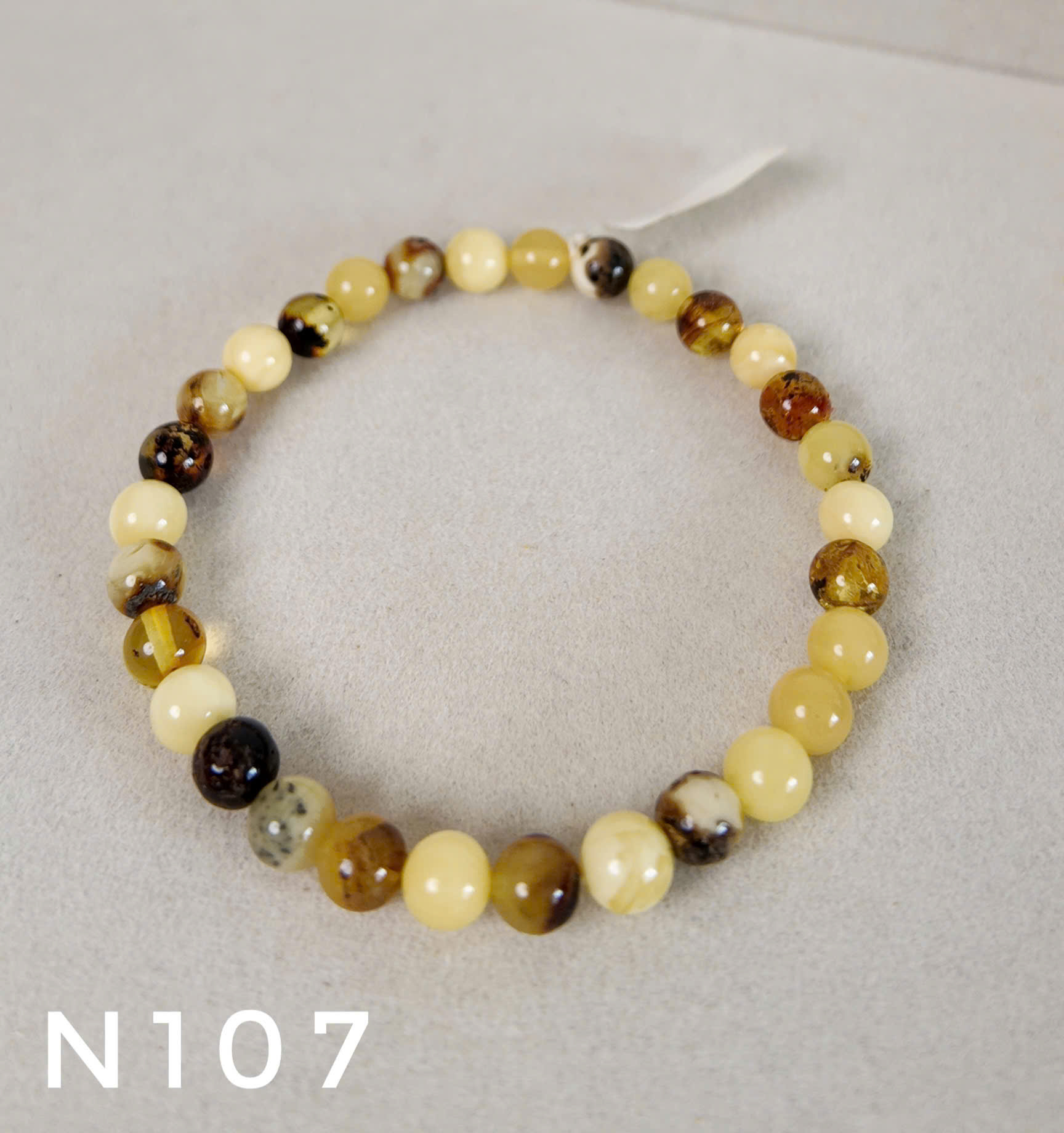 Vòng Tay Hổ Phách Tiểu Tinh Cầu Đa Sắc Hạt Tròn – N107