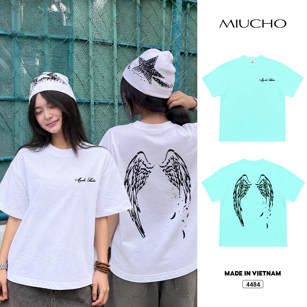 Áo thun nữ form boxy Miucho tay ngắn cổ tròn cotton xược in mix 4484