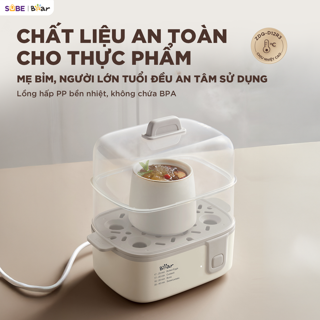 Nồi Hấp Điện Đa Năng 3L 2 Tầng Bear ECK-125NR Hấp Bánh Bao Hấp Trứng Hấp Đồ Ăn Dặm_thumbnail_5