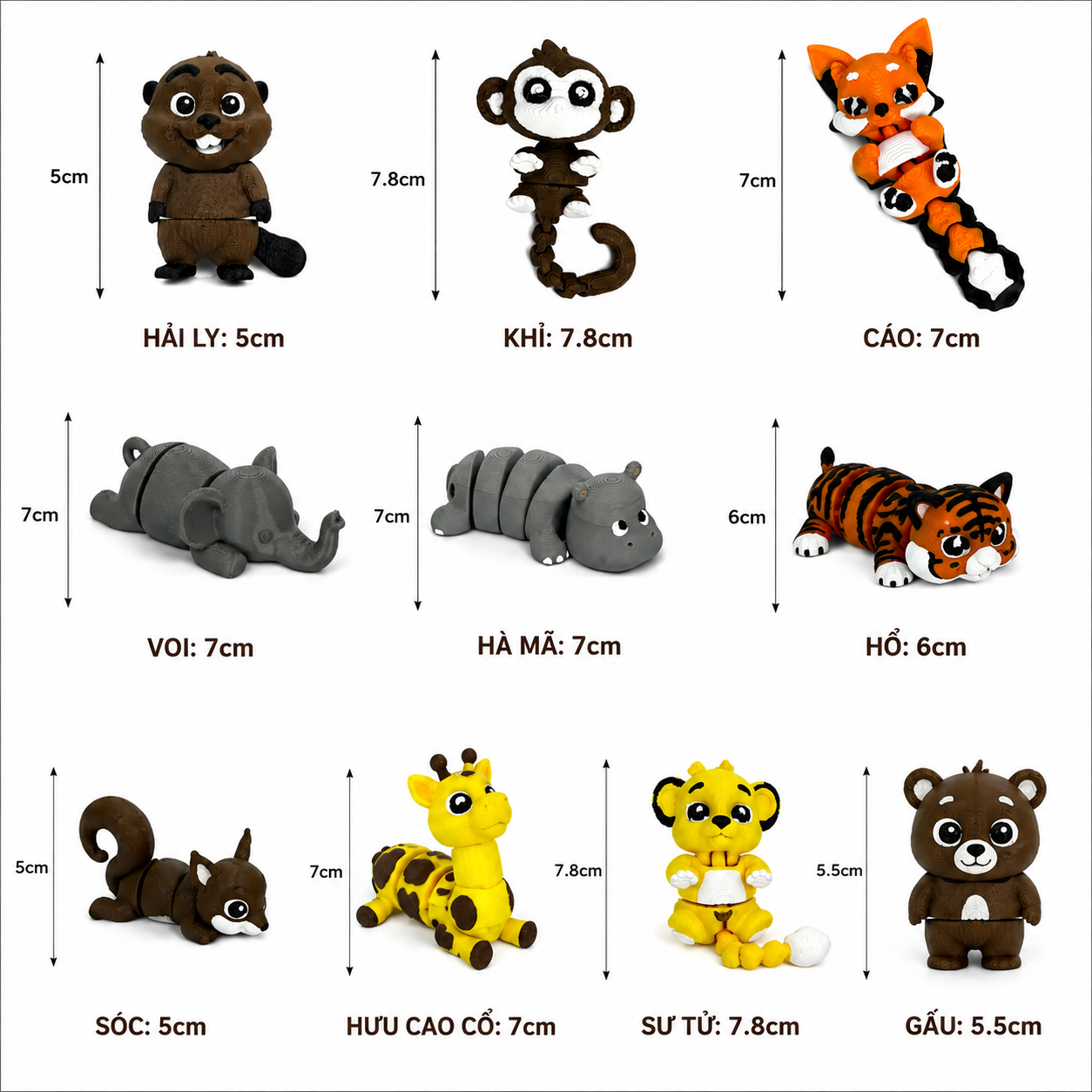 Aven3d Bộ 10 Con Vật Rừng Xanh 3D Khớp Chuyển Động Linh Hoạt – Đồ Chơi Lắp Ghép Mô Hình Cho Bé_thumbnail_3