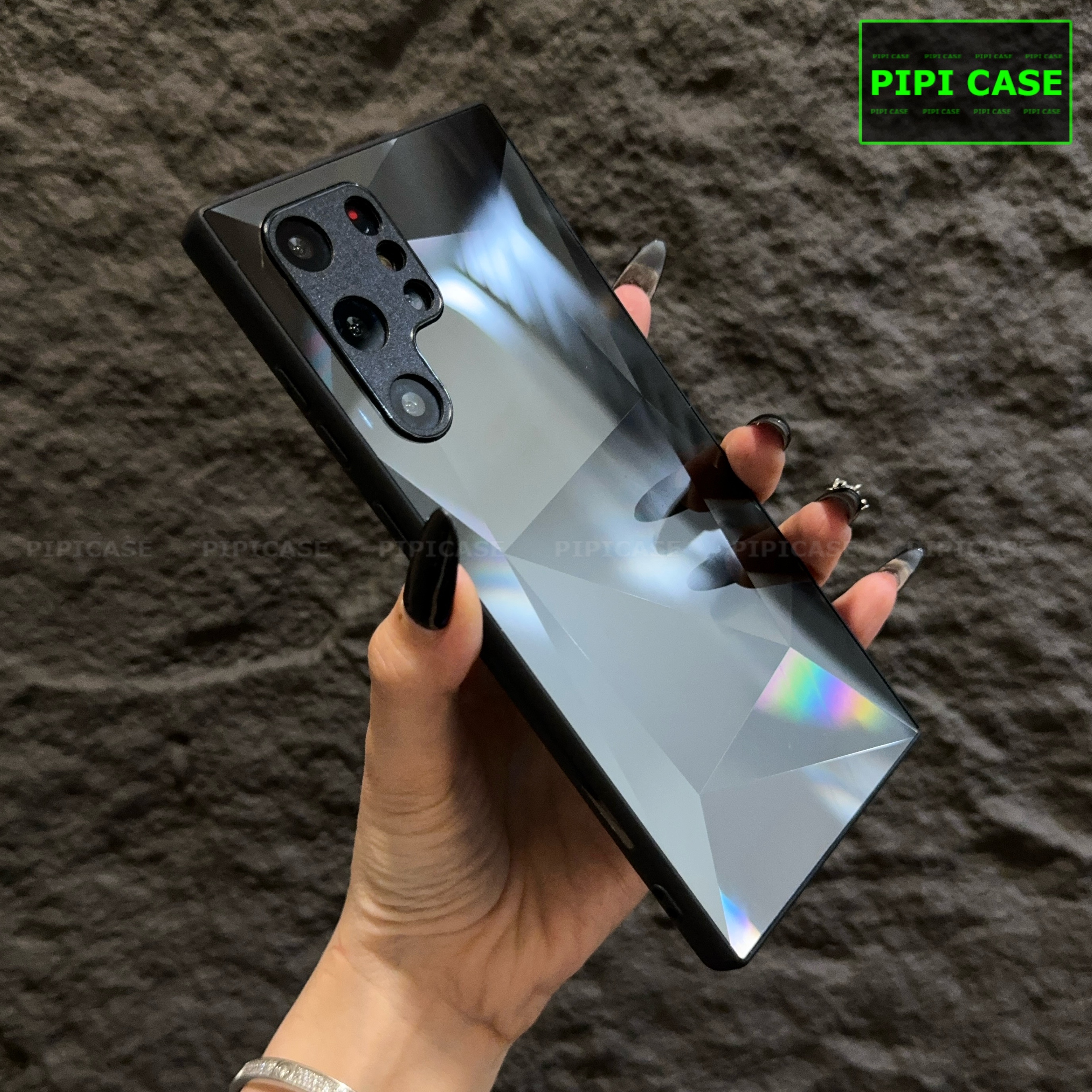 Ốp Lưng Samsung S22 Ultra 5G - Kim Cương 6D - Đen_thumbnail_4