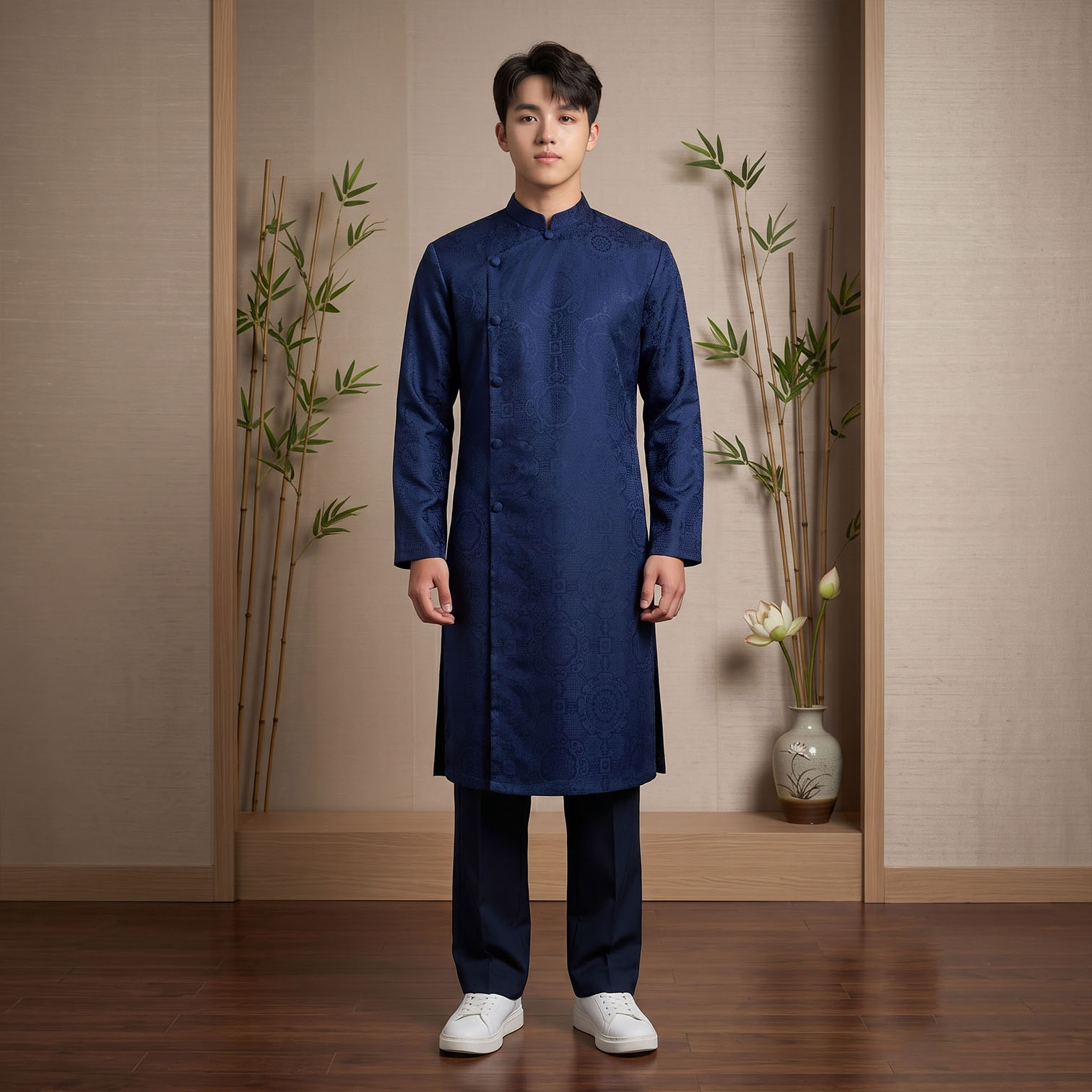 Áo Dài Nam Cách Tân Gấm Vân Cao Cấp NA26-17_thumbnail_6