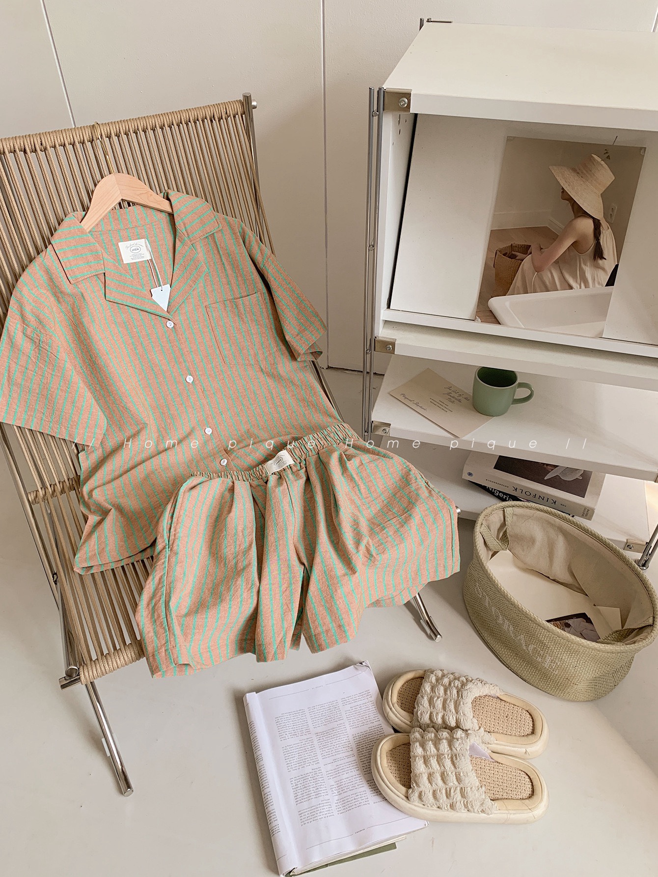 Set thô cotton kẻ sọc PIQUE