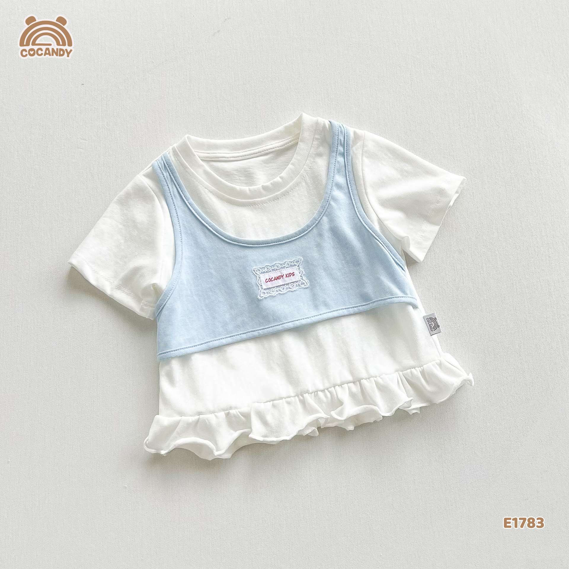 Áo cộc cotton XANH TRẮNG giả yếm tag CCD_thumbnail_3