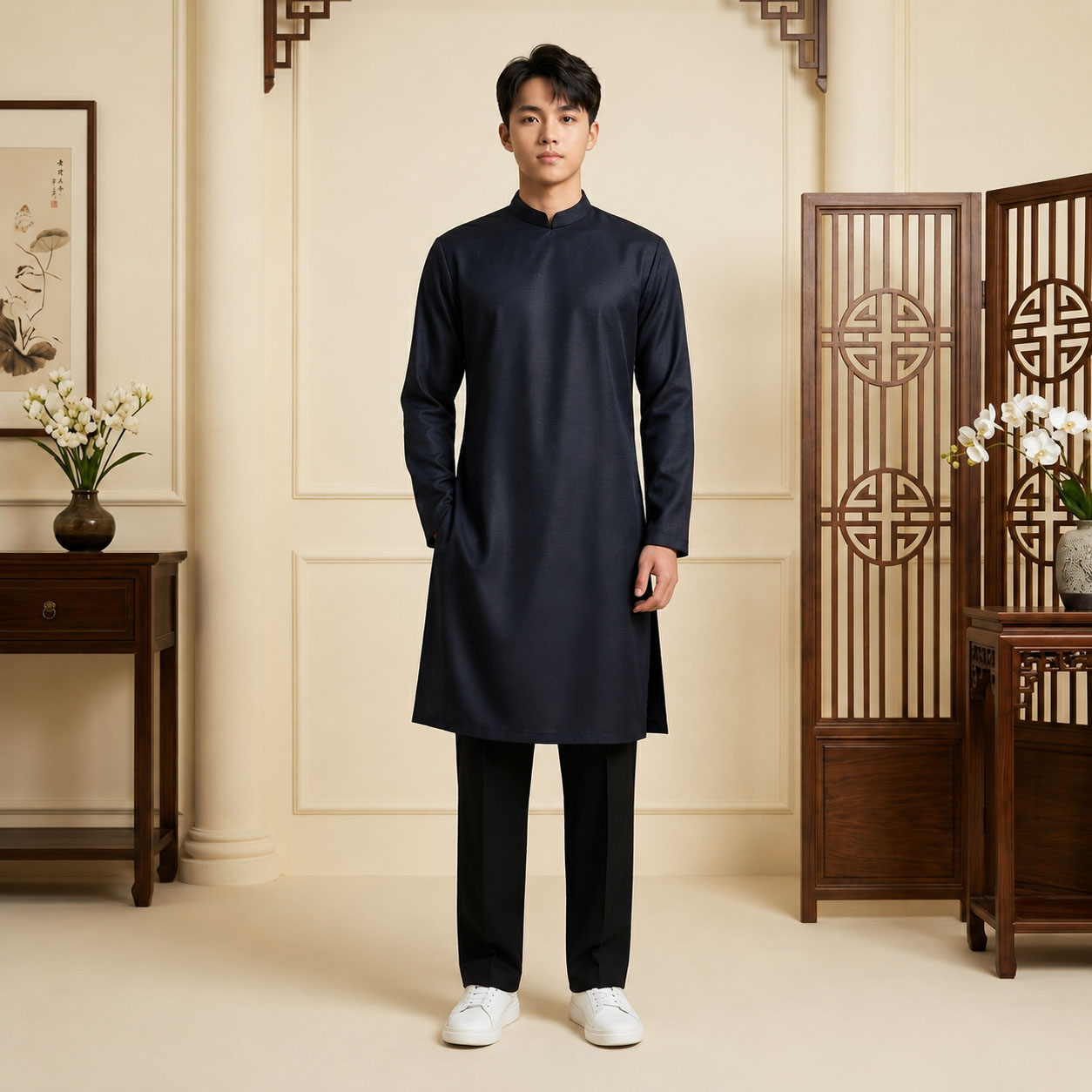 Áo Dài Nam Cách Tân Tây Thi Dáng Suông Cao Cấp NA26-20_thumbnail_3