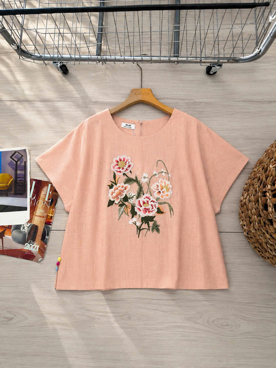 Áo linen gân cánh dơi thêu hoa_thumbnail_2