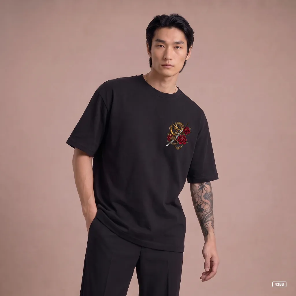Áo thun nam dragon rose form rộng TeePrint 4388_thumbnail_6