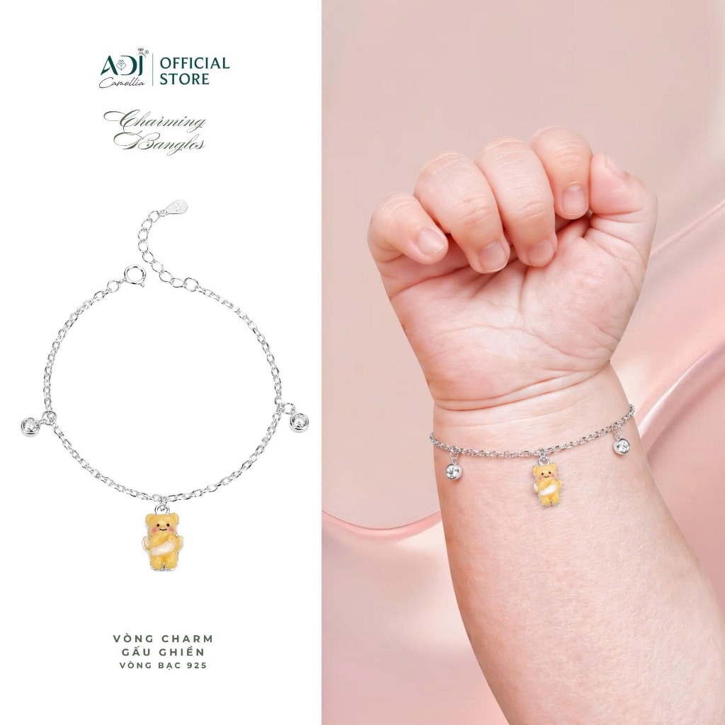 Vòng Tay Bạc 925 Cho Bé ADJ, Lắc Tay Charm Gấu Cao Cấp, Chỉnh Size, Quà Tặng Em Bé, Bạc Ý Chính Hãng_thumbnail_5