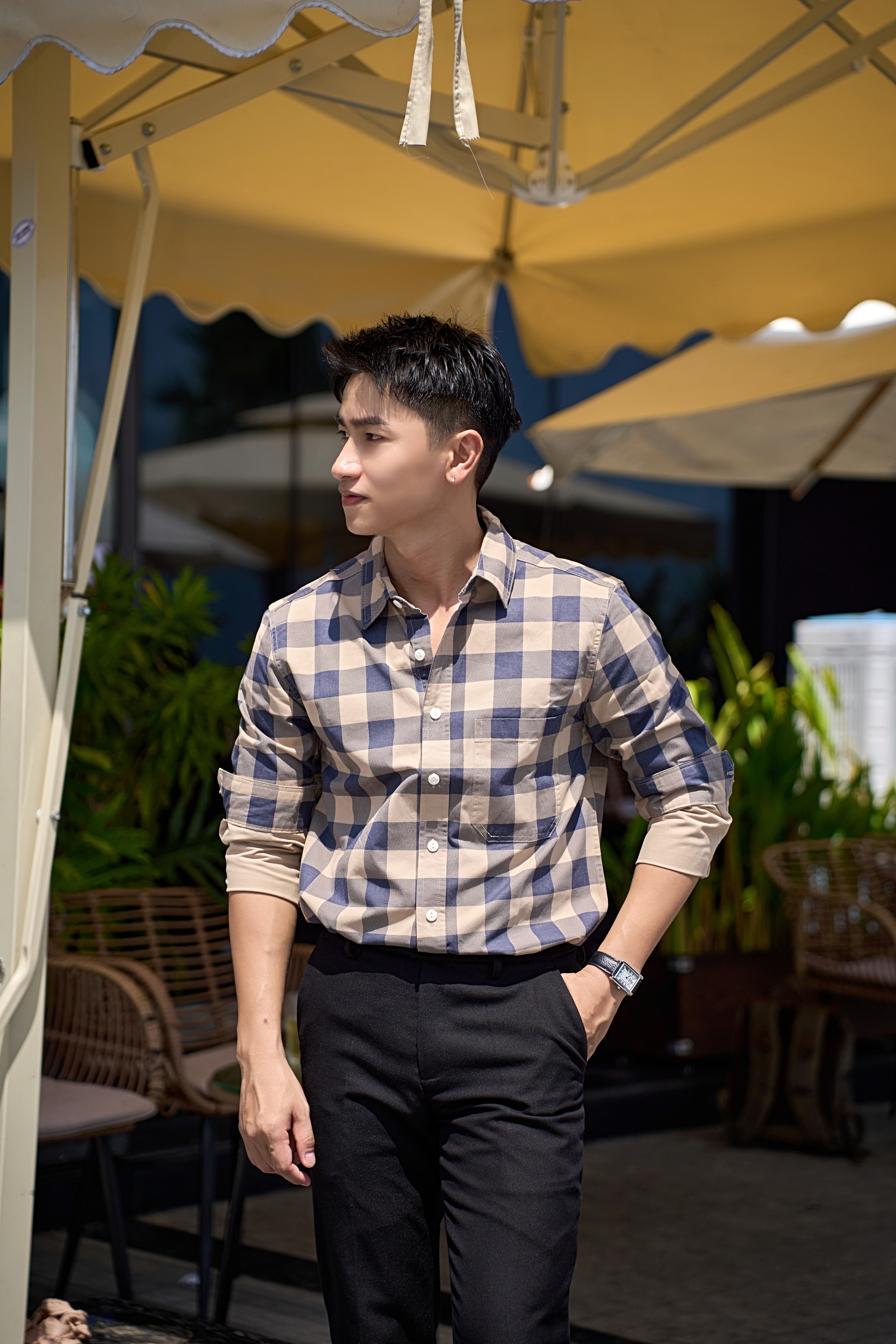 SA132 - Áo sơ mi nam kẻ caro phong cách Nhật Bản, dáng rộng thoải mái, tay dài cổ ve_thumbnail_11
