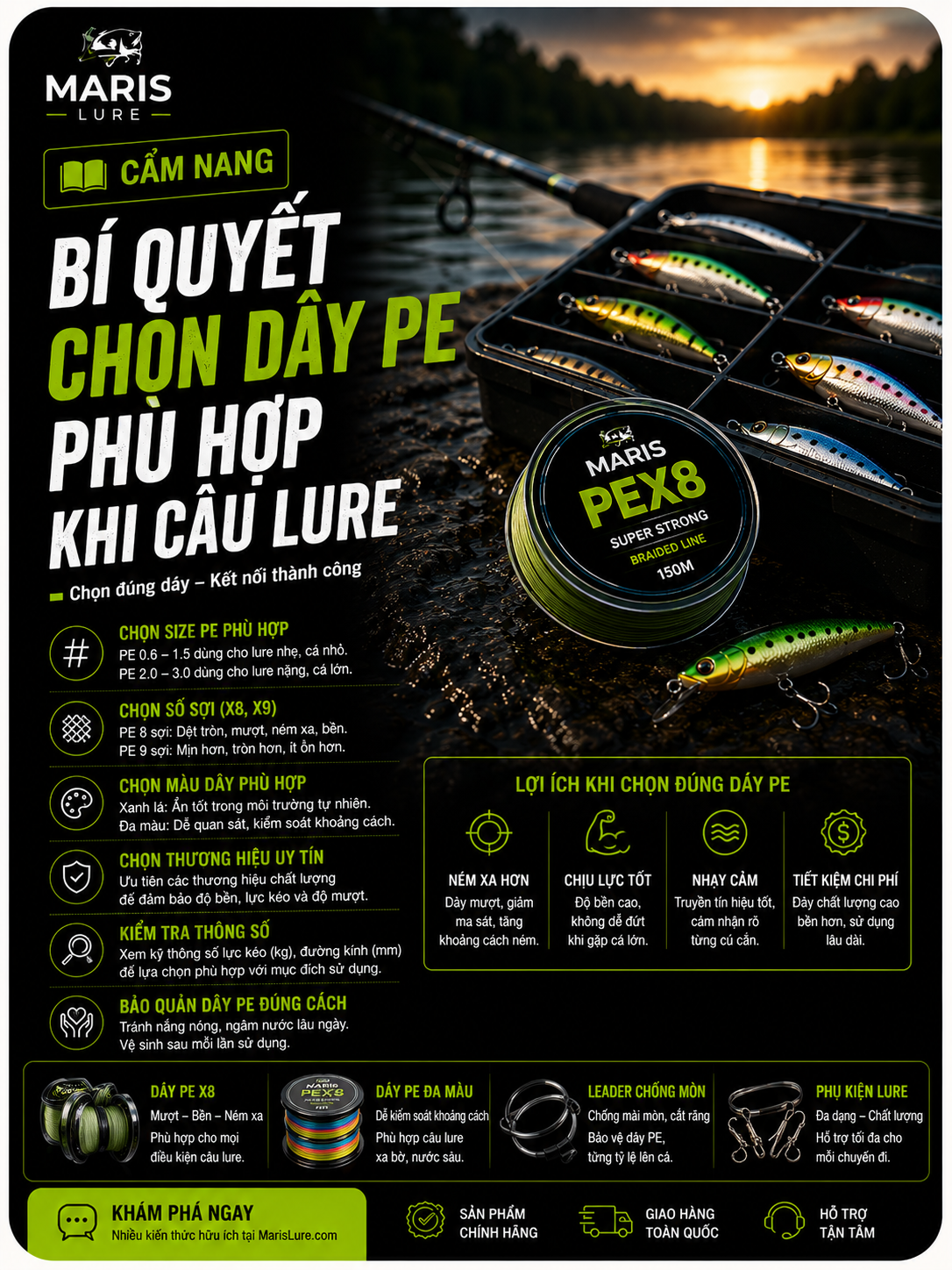 Bí Quyết Chọn Dây PE Và Leader Phù Hợp Khi Câu Lure