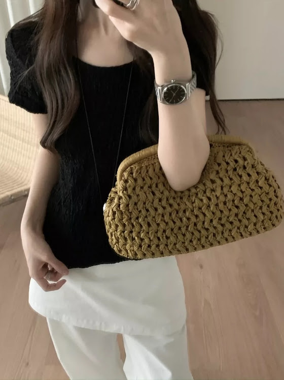 Lucas - Áo len mongtoghi cộc tay cổ tròn trơn basic xoắn và cutout lưng