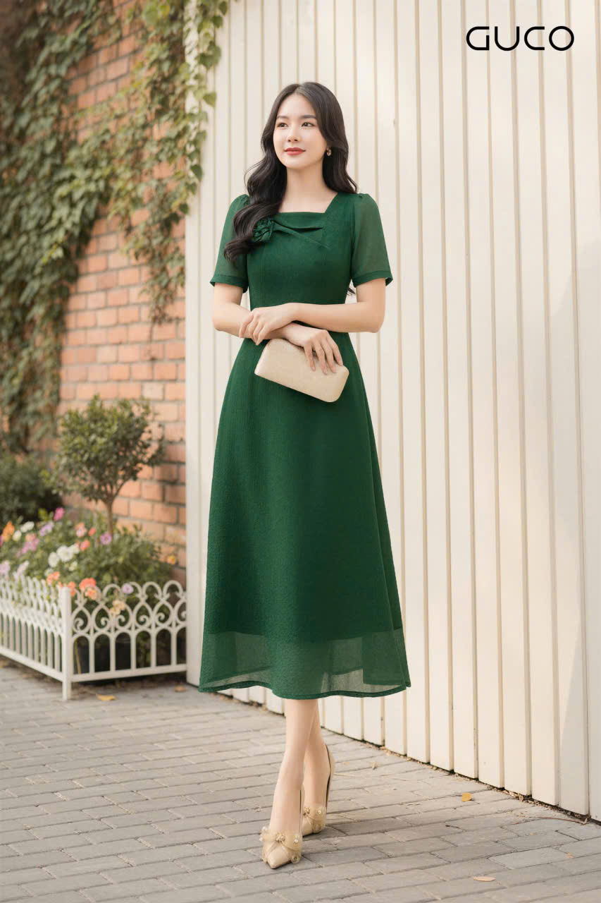 ĐẦM XÒE CỔ VUÔNG ĐÍNH HOA - XANH_thumbnail_1