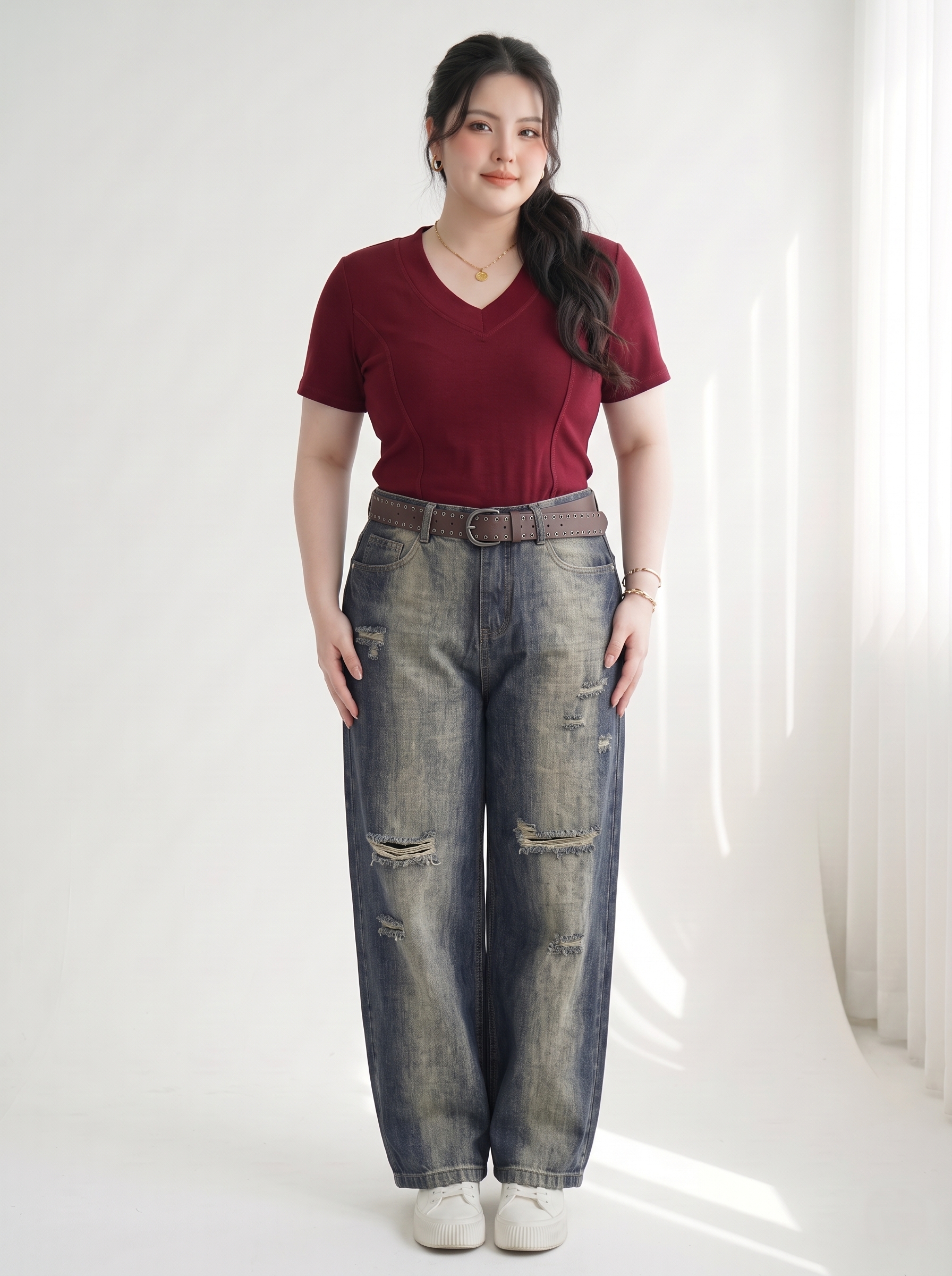 Quần Jean Boy Thụng Túi Hộp Thêu Bigsize Dáng Rộng - Xanh Đậm, Xanh Nhạt - Vừa 55–90kg - T-QJ627