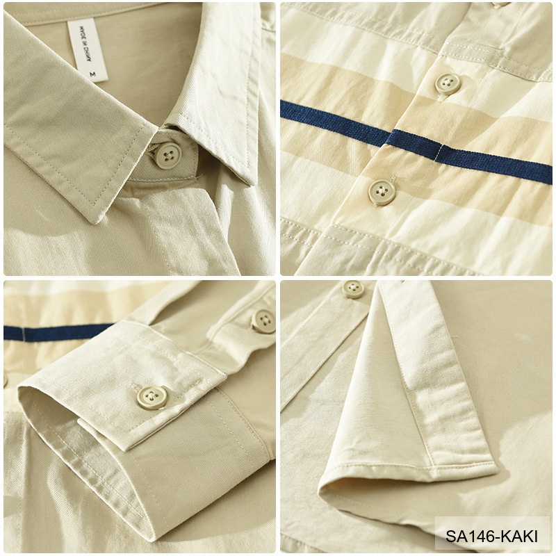 SA146 - Áo sơ mi nam dài tay phong cách Nhật Bản, chất cotton 100%, form rộng trẻ trung, phối sọc ngang thời thượng_thumbnail_9